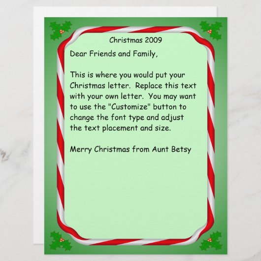 Christmas letter Candy Cane Border (Front/Back)