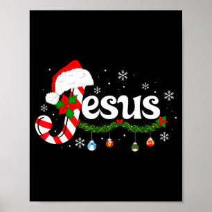 Christmas Letter J For Jesus Christian Candy Cane  Poster