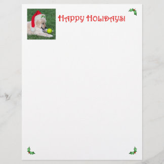 Christmas Letter Letterhead with Golden Puppy
