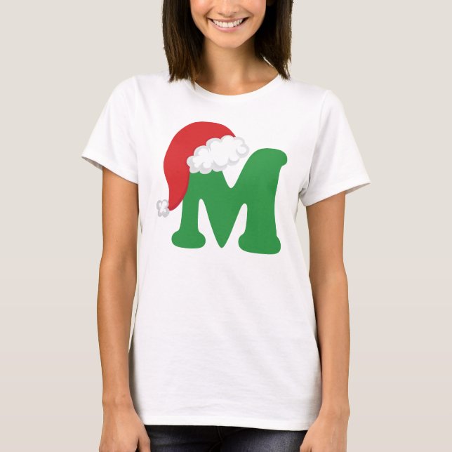 Christmas Letter M Alphabet T-Shirt (Front)