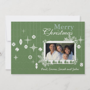 Christmas Letter on Back Retro Christmas Ornaments Invitation