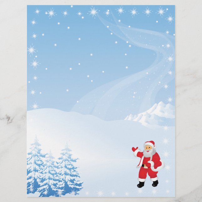 Christmas Letter Paper - Santa Claus Waving (Front)