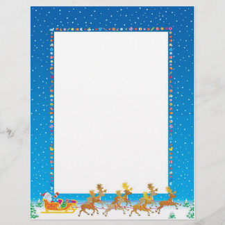Christmas Letter Paper - Santa in Sleigh Design