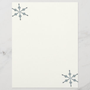 Christmas Letter Paper - Two Snowflakes