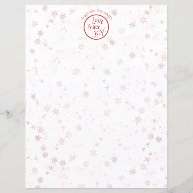 Christmas Letter Personal Holiday Love Peace Joy   (Front)