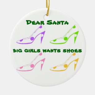Christmas Letter to Santa for Shoe Lovers Ceramic Ornament