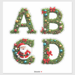 Christmas Letter Wreaths Sticker