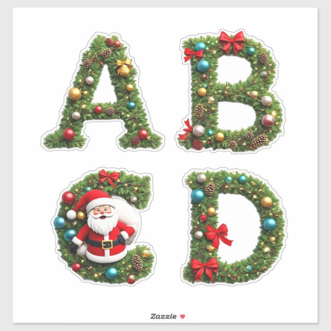 Christmas Letter Wreaths Sticker (Sheet)