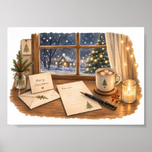Christmas Letter Writing Desk for Cozy Stationery Poster