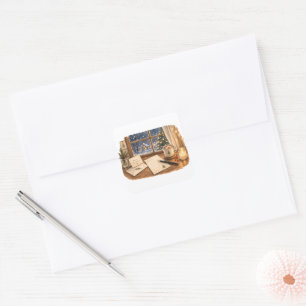 Christmas Letter Writing Desk for Cozy Stationery  Square Sticker