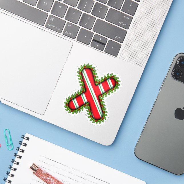 Christmas Letter X Sticker (Laptop w/ iPhone)