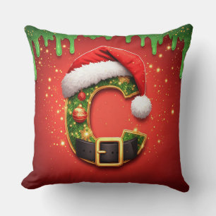Christmas Letter Y With Festive Pine Wreath 🎄 Throw Pillow