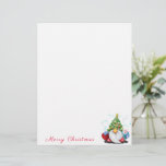 Christmas Letterhead Cute Gnome with Gift<br><div class="desc">Letterhead with Cute Gnome with Christmas Tree Hat and Gift - Fun Cartoon Drawing - Choose / Add Your Unique Text / Name / Color - Make Your Special Gift - Resize and move or remove and add elements / text with customization tool ! Drawing and Design by MIGNED. Please...</div>