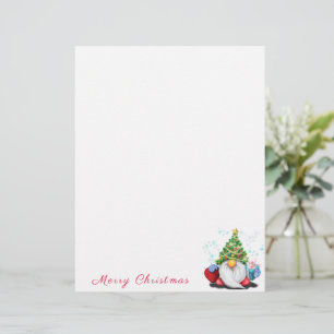Christmas Letterhead Cute Gnome with Gift