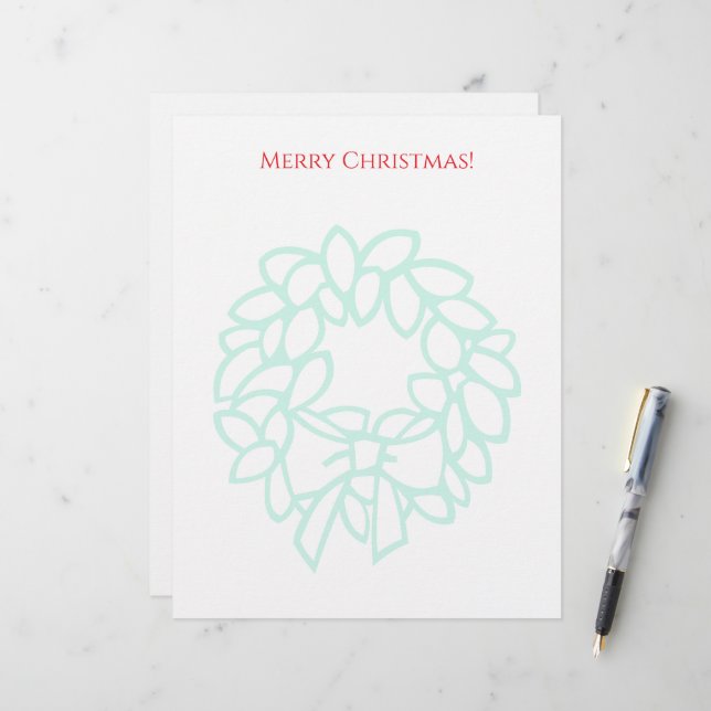 Christmas letterhead with elegant wreath watermark (Front/Back In Situ)