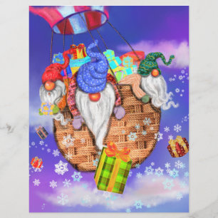 Christmas Letterhead with Gnomes Gives Gifts