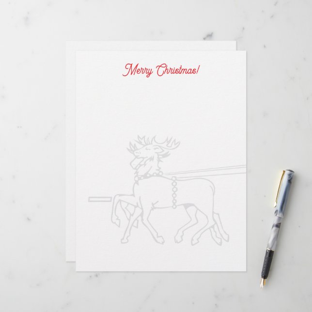 Christmas letterhead with Santa's reindeer drawing (Front/Back In Situ)
