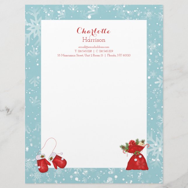 Christmas Letters Traditional Festive Personalized Letterhead (Front)