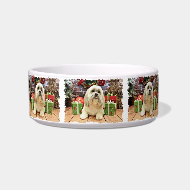 Christmas - Lhasa Apso - Solo Bowl (Front)