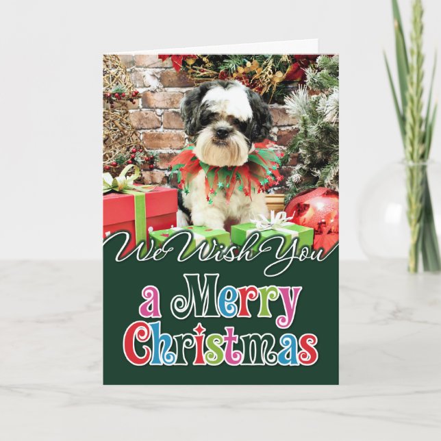 Christmas - Lhasa Apso X - Parker Holiday Card (Front)