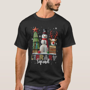 Christmas Librarian Books Xmas Tree Snowman Reinde T-Shirt