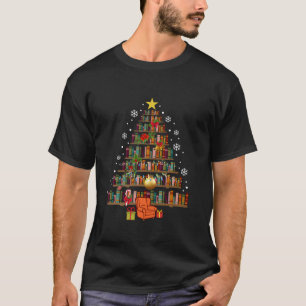 Christmas Library Tree Cute Book Lover Librarian X T-Shirt