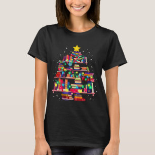 Christmas Library Tree Love Reading Books Nerd Tea T-Shirt