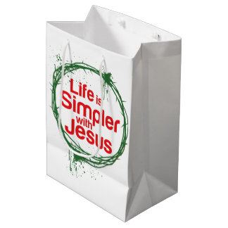 Christmas Life Is Simpler With Jesus Medium Gift Bag