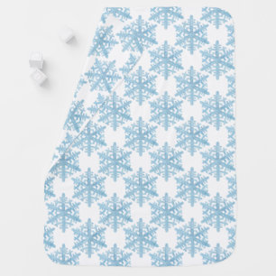 Christmas Light Blue Watercolor Snowflakes Pattern Baby Blanket