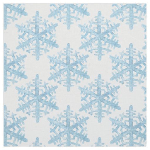 Christmas Light Blue Watercolor Snowflakes Pattern Fabric