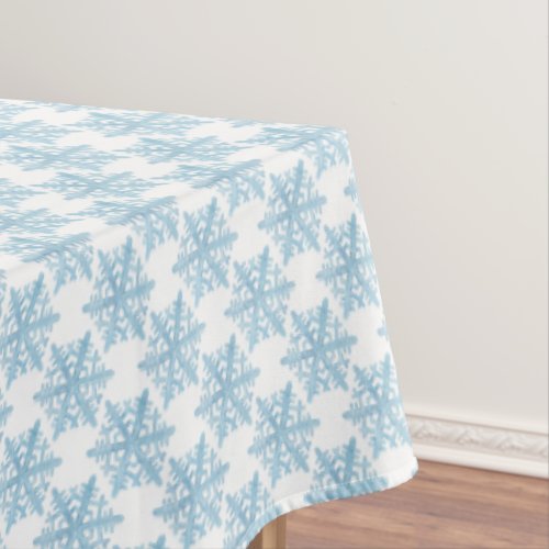 Christmas Light Blue Watercolor Snowflakes Pattern Tablecloth