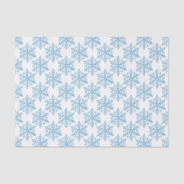 Christmas Light Blue Watercolor Snowflakes Pattern Tissue Paper (Front)
