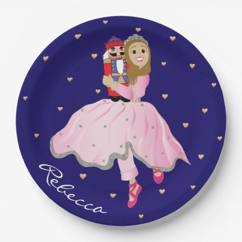 Christmas Light Brown Ballerina Clara Paper Plate