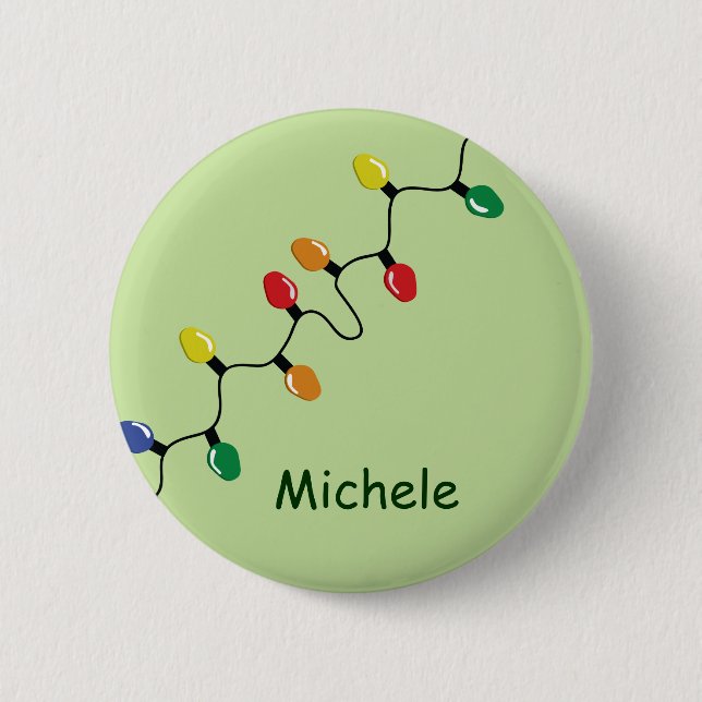 Christmas Light Bulb String with Name Button (Front)