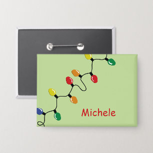 Christmas Light Bulb String with Name Personalized Button
