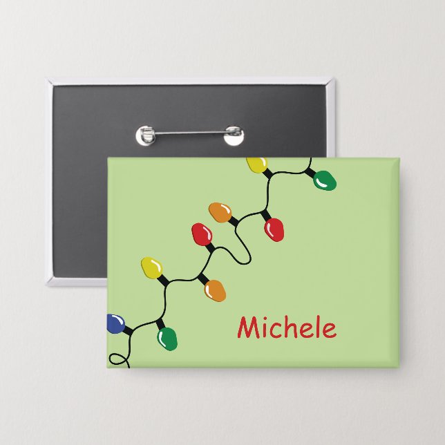 Christmas Light Bulb String with Name Personalized Button (Front/Back)