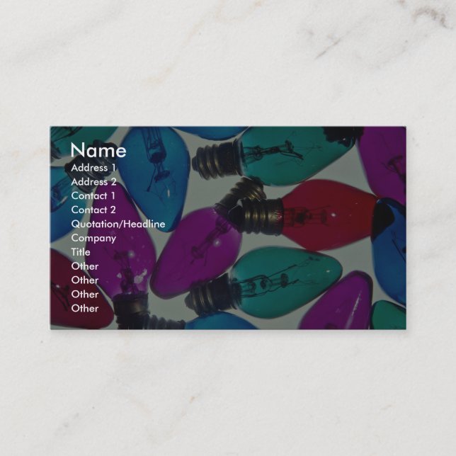 Christmas light bulbs in different colors business card (Front)