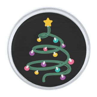 Christmas light christmas tree silver finish lapel pin