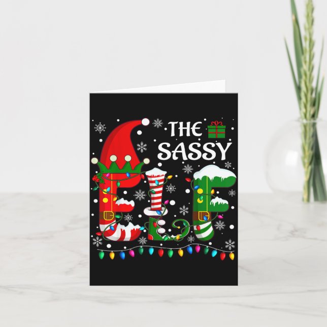 Christmas Light Family Matching Pajamas Sy Elf Xma Card (Front)