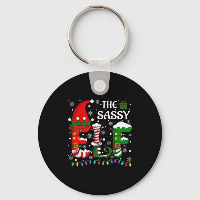 Christmas Light Family Matching Pajamas Sy Elf Xma Keychain (Front)