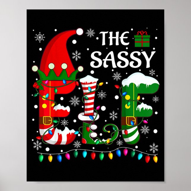 Christmas Light Family Matching Pajamas Sy Elf Xma Poster (Front)