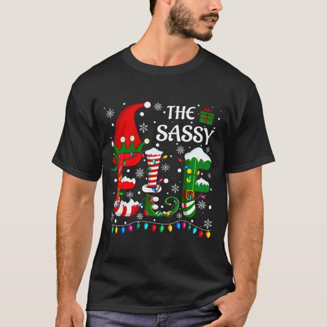 Christmas Light Family Matching Pajamas Sy Elf Xma T-Shirt (Front)