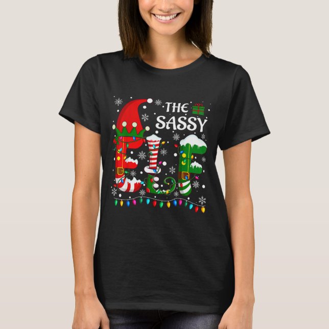 Christmas Light Family Matching Pajamas Sy Elf Xma T-Shirt (Front)