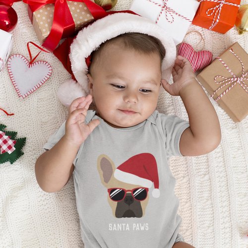 Christmas Light Fawn French Bulldog Baby Bodysuit