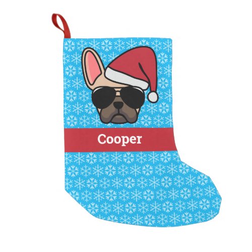 Christmas Light Fawn French Bulldog Small Christmas Stocking