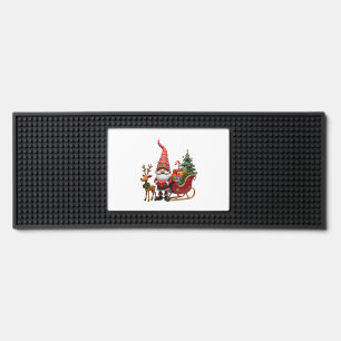 Christmas Light Gnome Santa Claus Riding Sleigh Hi Bar Mat