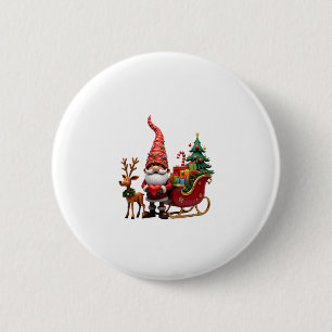 Christmas Light Gnome Santa Claus Riding Sleigh Hi Button