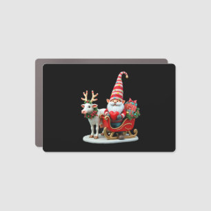 Christmas Light Gnome Santa Claus Riding Sleigh Hi Car Magnet