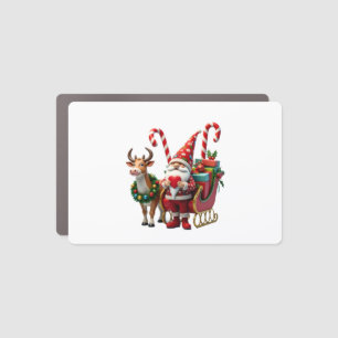 Christmas Light Gnome Santa Claus Riding Sleigh Hi Car Magnet