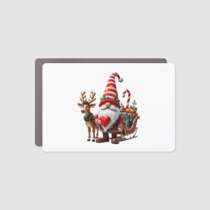 Christmas Light Gnome Santa Claus Riding Sleigh Hi Car Magnet